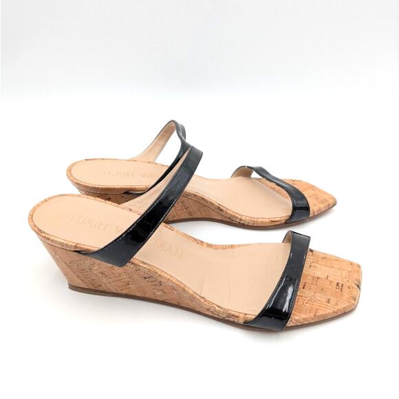 Stuart Weitzman Aleena Wedge Slide Sandal Women's Black Size US9.5 EU40 - Picture 4 of 11